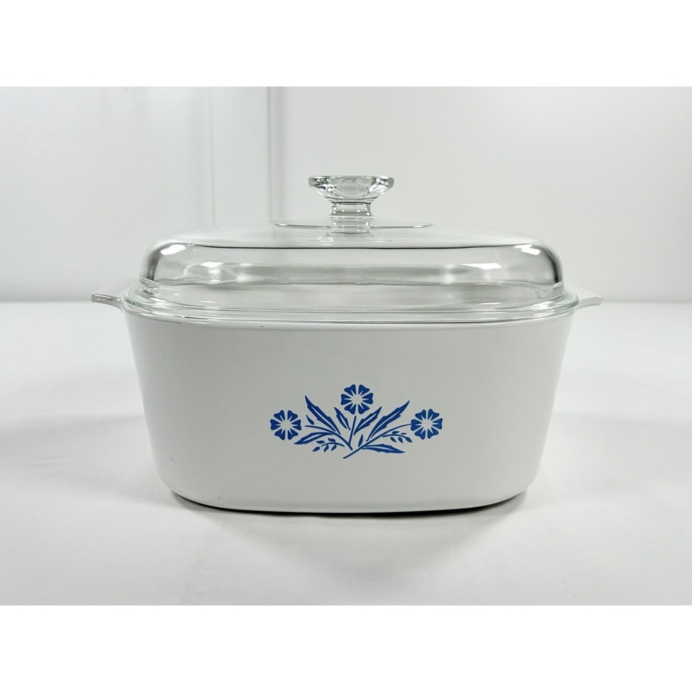 Vintage CorningWare Blue Cornflower 5 Quart Casserole Dish A-5-B Pyrex Lid A12C